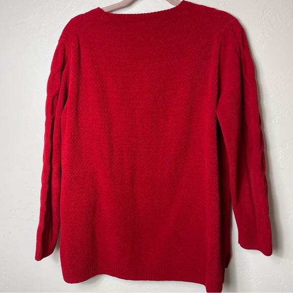 J Jill Chenille Cable Knit Sweater Womens Medium Pullover Soft Cozy - Picture 3 of 4